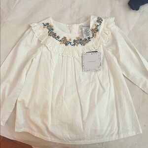 Haute Hippie White Blouse with Floral Embroidery